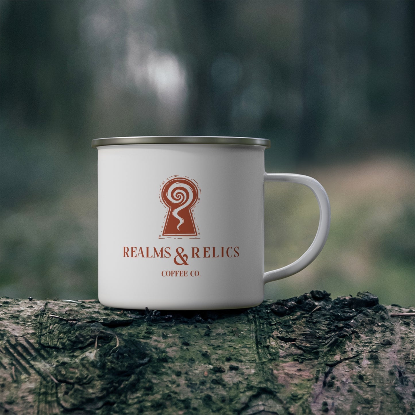 Realms & Relics Logo Camper Enamel Mug