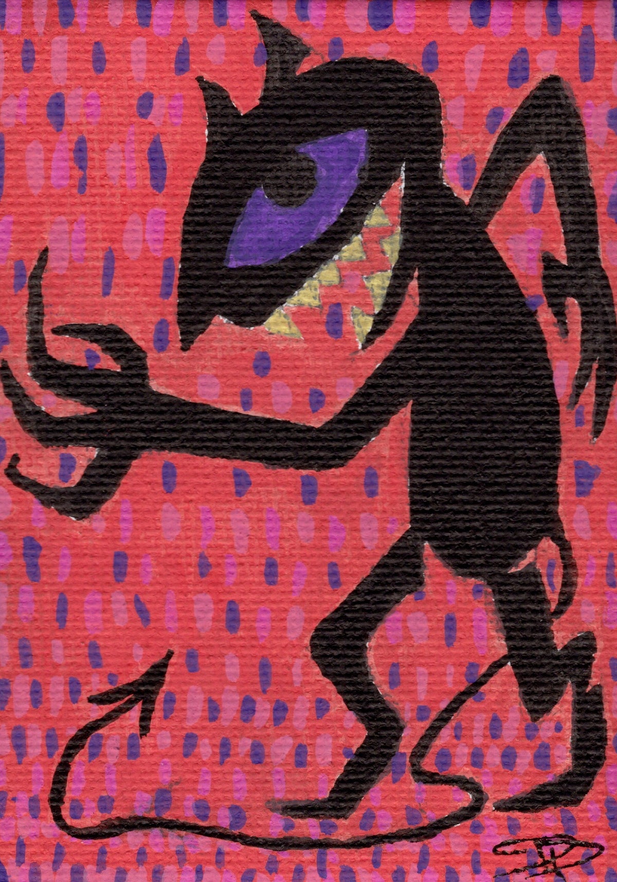 Inner Thoughts, original acrylic marker on canvas ACEO art card by Devin Doppler