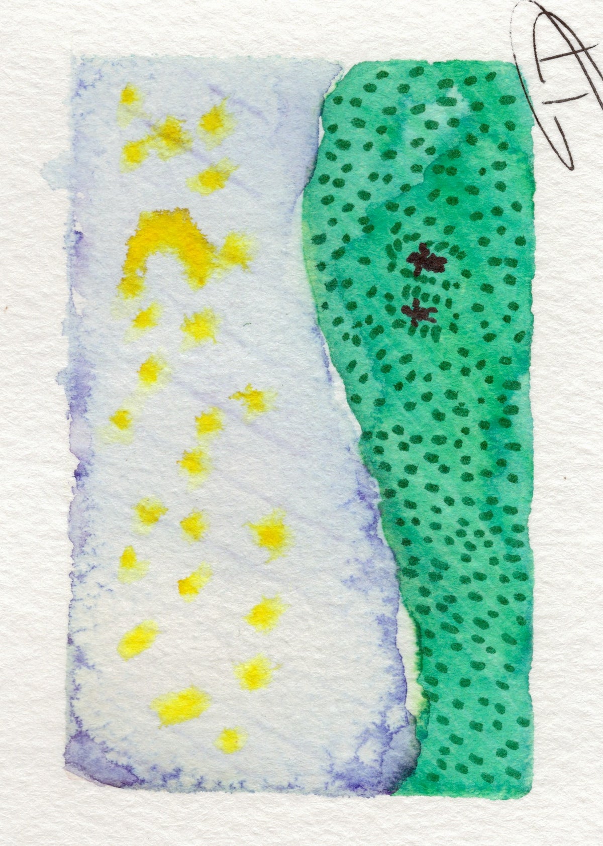 Under The Starry Night, original watercolor ACEO art card by Devin Doppler